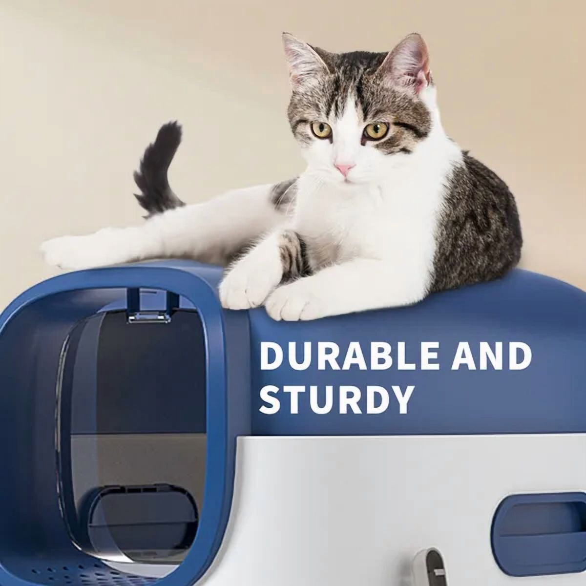 Blue Upgraded E‑Style Cat Litter Box with Drawer Design, Easy Clean Enclosed Odor‑Control Pet Litter Box