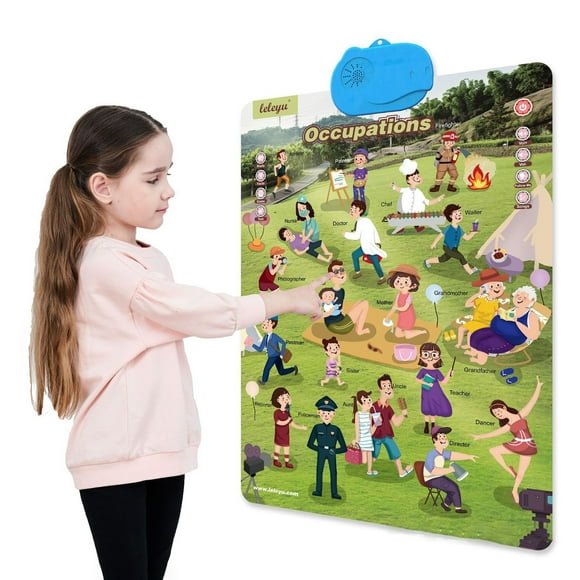 EQWLJWE Learning & Education Toys,Handheld Games for Kids Electronics,Interactive English Learning Talking Wall Chart Toy for Kids Requires 3 AA Batteries Not Included