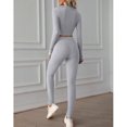 thumbnail image 4 of Conjunto de entrenamiento para mujer con cremallera Ropa deportiva de yoga de manga larga Chándal Ropa de gimnasio ajustada para mujer Gris XL, 4 of 6