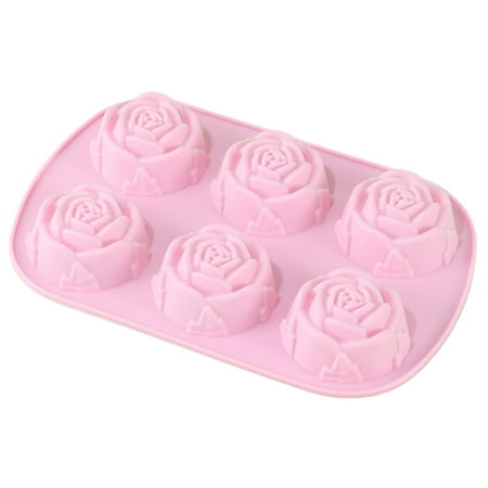 

nbuaila Cake Mold Easy to Release Heat-resistant Non-stick Tear-resistant DIY Silicone 6 Grids Rose Shape Jelly Muffin Cup Mold Bakery Supply