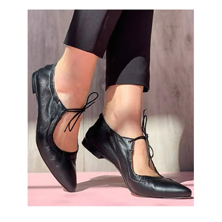 Women Lace Up Flats Pointed Toe Fashion Sexy Shoes