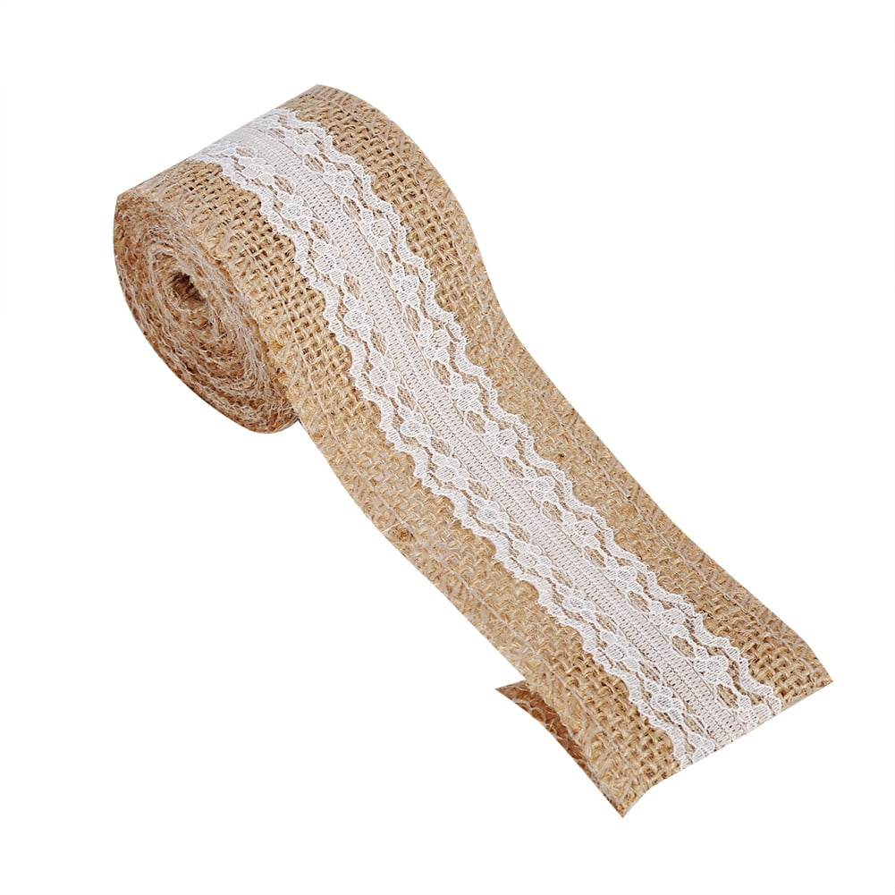 LYUMO 6 Types Natural Jute Burlap Ribbon With White Lace Rustic Style ...