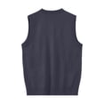 thumbnail image 4 of Riecok Men Vest Sweater Sleeveless V Neck Button down Sweaters Lightweight Solid Winter Tops with Pockets Dark Gray XL, 4 of 5