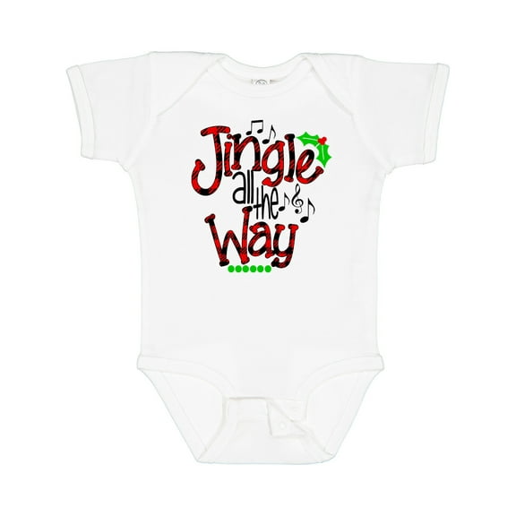 Inktastic Christmas Jingle All the Way with Music Notes and Holly Boys or Girls Baby Bodysuit