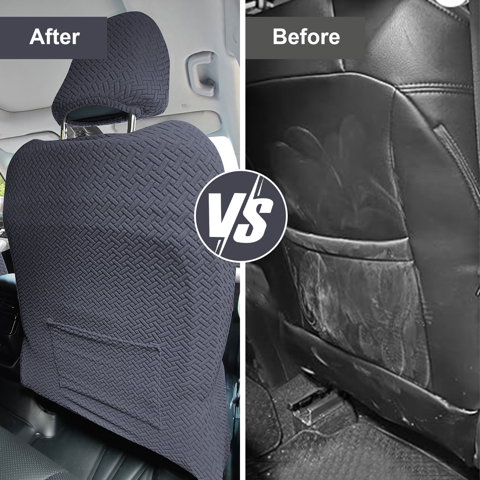 Eurhowing Universal Car Seat Covers, Non-Slip Front Car Seat Covers Set of 2, Breathable Jacquard Auto Seat Protectors for Cars SUV Sedan Truck, Dark Gray