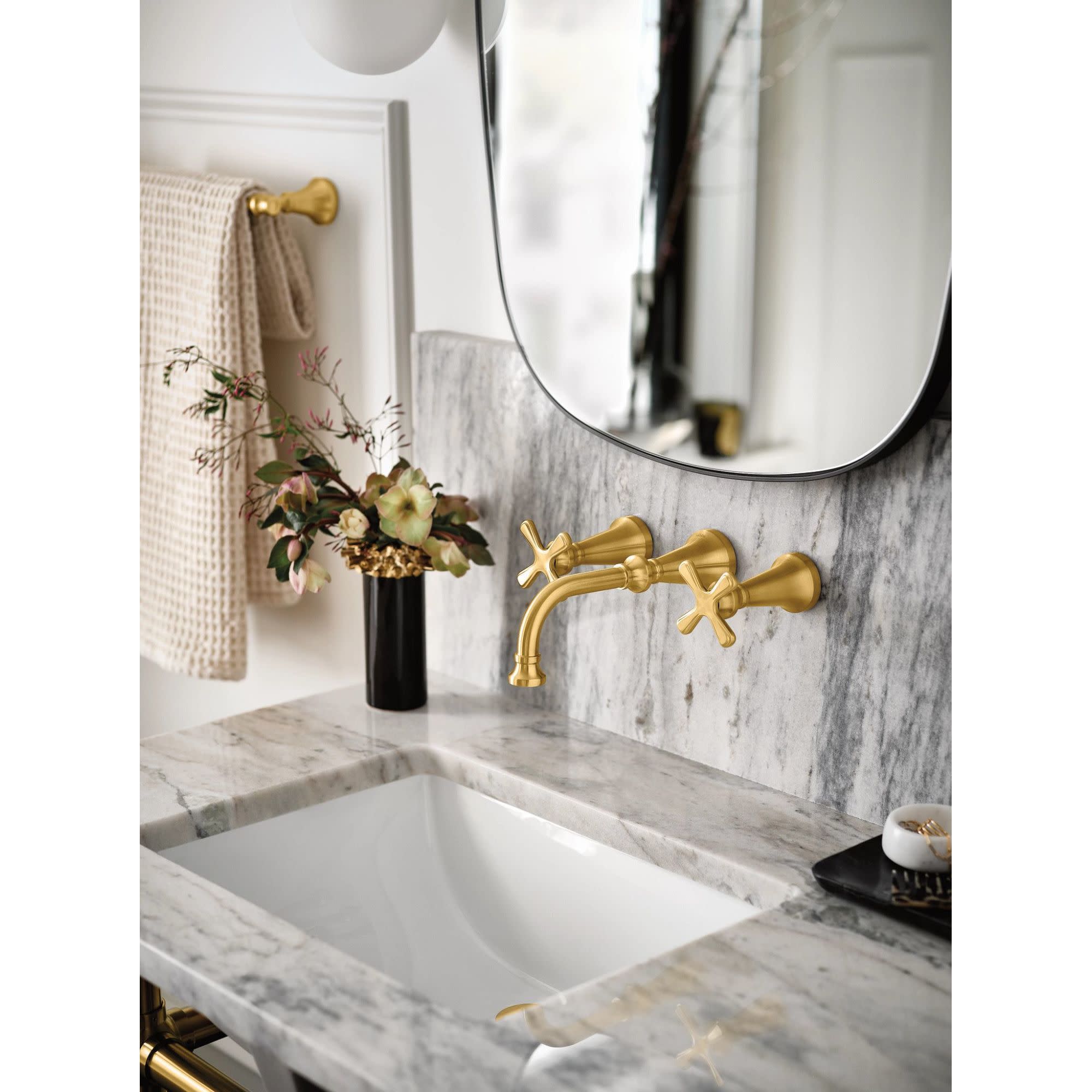 Moen Ts44105 Colinet 1.2 GPM Wall Mounted Widespread Bathroom Faucet - Gold - image 5 of 7