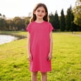 thumbnail image 6 of UQJfacai Girls Short Sleeve Dress A-Line Loose Casual Shift Swing Summer Crewneck T-Shirt Dress with Pockets 5-14 Years, 6 of 9