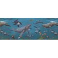 thumbnail image 2 of Requins Baleines Sous-Marine Nature Egean Bleu Papier Peint Frontière Retro Conception, Rouleau 15' x 9", 2 of 3