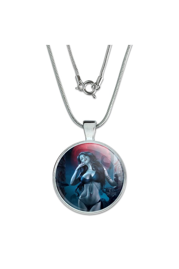 Sexy Vampire Blood Lust Red Moon 1" Pendant with Sterling Silver Plated Chain