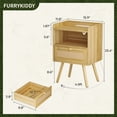 thumbnail image 3 of Amadwell Rattan Nightstands Set of 2, Bedside Tables with Charging Station, Storage Drawers & Solid Wood Feet for Bedroom, 3 of 8