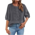 thumbnail image 2 of BRGZLK Cotton Linen Button Down Shirts For Women Crew Neck Relaxed Fit Summer Wrinkle Resistant For Running Errands Fashionable Style Daily Essential Summer Favorite Easy To Care, 2 of 7