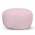thumbnail image 1 of Picnic Pouf Cover with Zipper, Continuous Gingham Check Simplistic Concept Buffalo Squares Illustration, Soft Decorative Fabric Unstuffed Case, 30" W X 17.3" L, Pale Pink White, by Ambesonne, 1 of 5