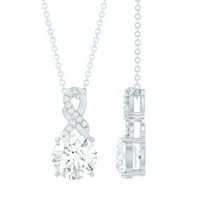 Rosec Jewels Lab Grown Diamond Solitaire Pendant - 8 mm Round - Infinity Necklace - EF-VS Grade, 925 Sterling Silver