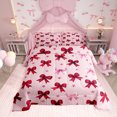 thumbnail image 1 of Erosebridal Kids Red Ribbon Bedding Toddler Comforter Set, Cute Bow Down Comforter, Cartoon Bow-tie Decor, Reversible 2pcs, 1 of 7