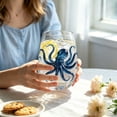 thumbnail image 5 of Artisanal Octopus Glassware, 2D Octopuses Stemless Wine Glasses, Handcrafted Marine Animal Bar Glass for Coastal Home Decor Ocean Lovers, 5 of 7