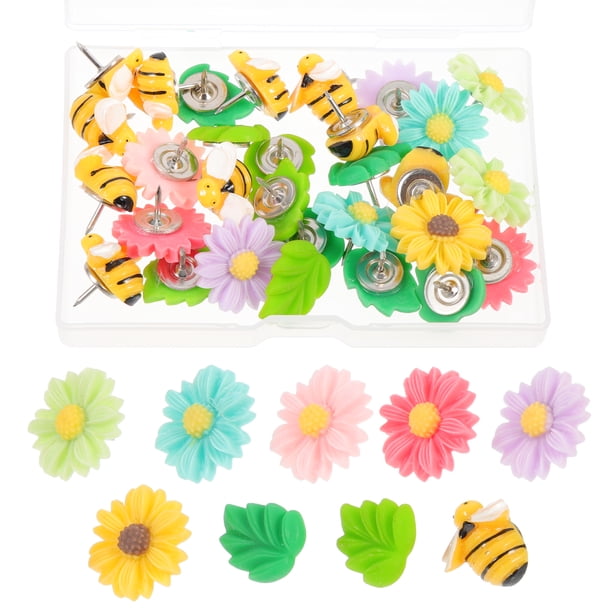 GOOHOCHY 30 chinchetas decorativas de dibujos animados, pequeñas chinchetas de papel para decoración.