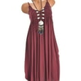 thumbnail image 1 of Dalazy Robe d'Été Sans Manches à Bretelles pour Femmes, Col Rond, Bleu Clair, m Rouge Vin TG, 1 of 3