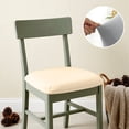 thumbnail image 3 of Elastic Velvet Dining Chair Seat Cover - Stretchable Slipcover for Curved Wooden and Upholstered Chairs, Dust and Stain Resistant Versatile Cushion Cover, 3 of 5