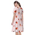 thumbnail image 2 of Bixox Robe d'Été à Manches Courtes pour Femmes Robe Ample Longueur Genou avec Poches-Fraise, 2 of 7