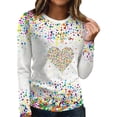 thumbnail image 2 of Womens Tops Casual Long Sleeve Carnival Print T Shirt Round Neck Top For Festive Celebration Blouses, 2 of 5