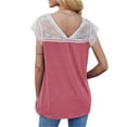 thumbnail image 3 of xiaxaixu Hauts en Dentelle Crochet pour Femmes, T-Shirts d'Été Basiques à Manches Courtes Col en V Coupe Ample, 3 of 6