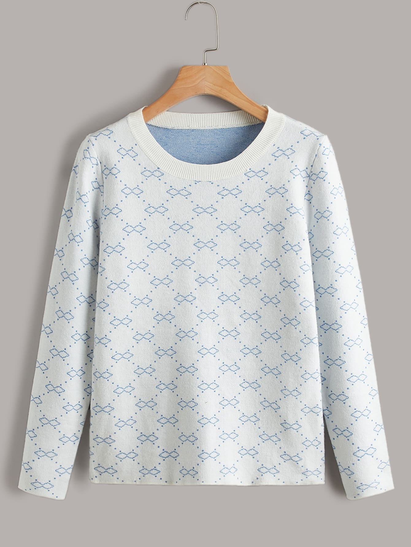 Women's Geo Pattern Crew Neck Sweater 