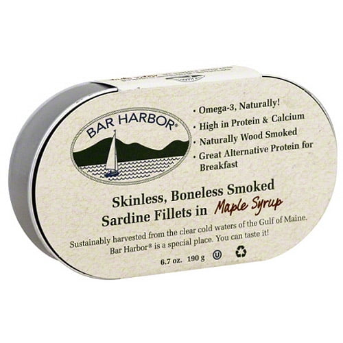 Bar Harbor Skinless Boneless Smoked Sardine Fillets in Maple Syrup, 6.7 oz, (Pack of 12) by Generic