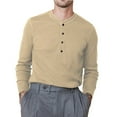 thumbnail image 1 of Besolor Shirts for Men Solid Color Button Long Sleeve Bottom Top 2024 Fall Winter Casual Loose Classic Pullover Blouse, 1 of 5