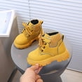 thumbnail image 3 of Babcutegg Toddler Girls Ankle Leather Boots Lace Up Low Heel Non Slip Shoes Fall Winter Fashion Martin Boots Yellow Size 7 Toddler, 3 of 10