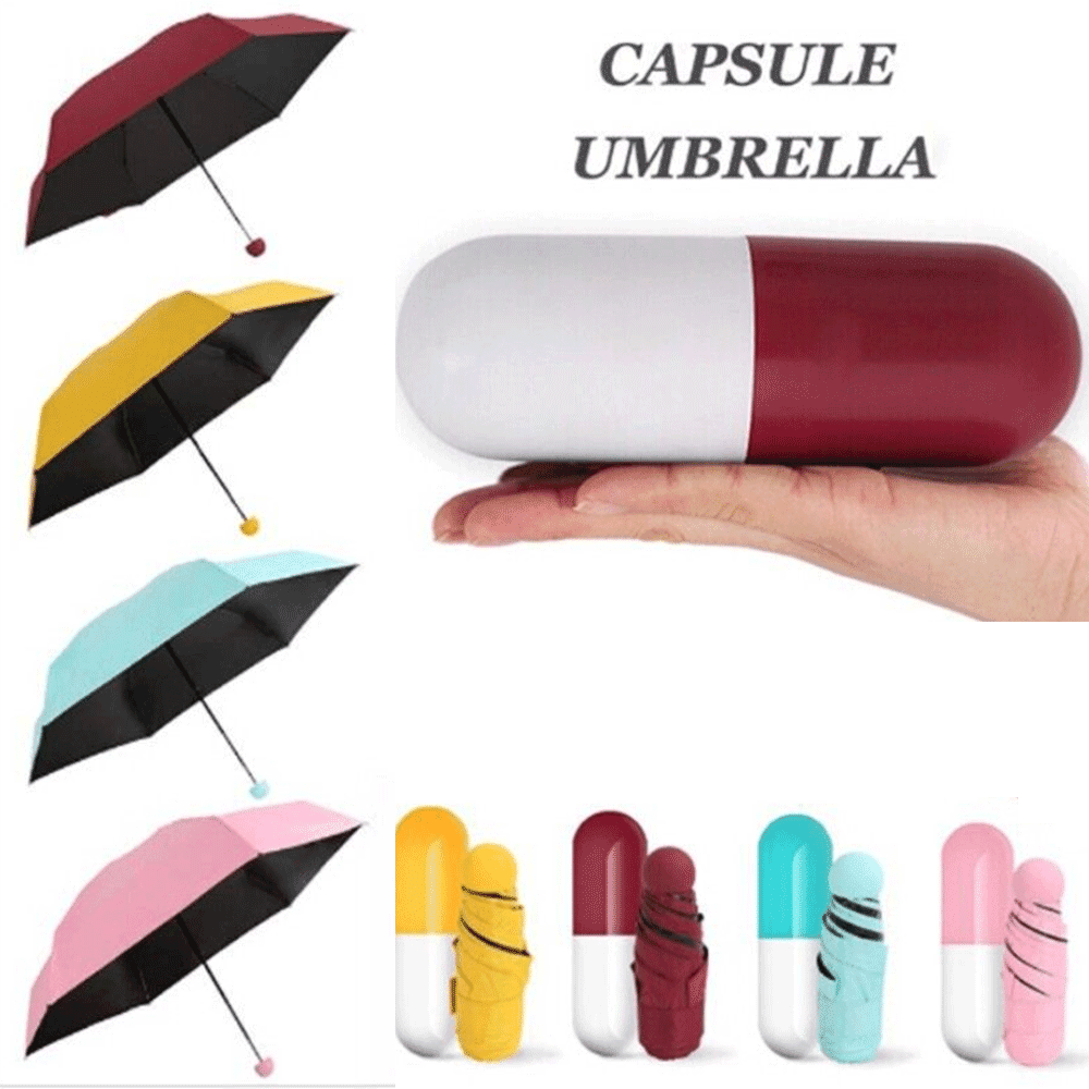 Ultra Lights Mini Umbrella Funiup Parasol Folding Sun Umbrella with Cute Capsule Case Compact Travel Umbrella Sun&Rain Umbrella for Travel/Hang Out Unisex Girl Women