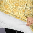 thumbnail image 3 of Oversized Wearable Blanket Hoodie,Yellow Daisy Pattern Sherpa Blanket Hoodie with Super Pockets,Super Warm Fuzzy Pullover for Women & Men, 3 of 6