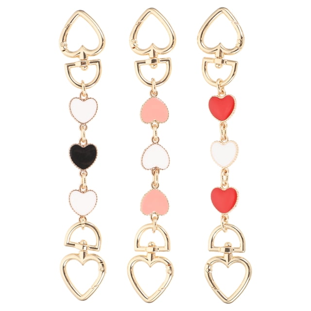 EeaseCA 3Pcs Bag Extender Purse Chain Decorative Bag Heart Chain Exquisite Purse Chain Bag Extension Chain