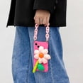 thumbnail image 2 of Soft TPU Designed Case for iPhone 13 6.1", Crossbody Adjustable Chain Strap Shockproof Cover Case with Three-dimensional Flower for Women & Girls, Pink, 2 of 5