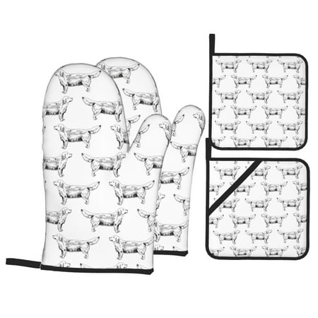 

Oven Mitts and Pot Holders Sets 4 pcs Labrador Retriever Dog No.1002 Non-Slip Oven Gloves Potholders Soft Quilted Lining Heat Resistant Gloves Hot Pads for Kitchen Cooking Baking