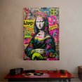 thumbnail image 4 of 1pc Graffiti - style Mona Lisa Canvas Wall Art with Crown, Colorful and Urban - themed Framed Decor room hanging Wall Picture Decor for Home Gifts, living room, bathroom, bedroom, kitchen wall art, 4 of 8
