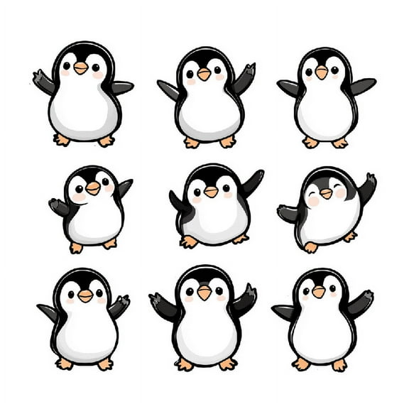 9 Anime Penguin Car Stickers – Set of 9 Cute and Kawaii Vinyl Decals for Cars, Laptops, Bumpers, Trunk & More – Waterproof & Weatherproof animal car decal. cute Penguin auto decoration