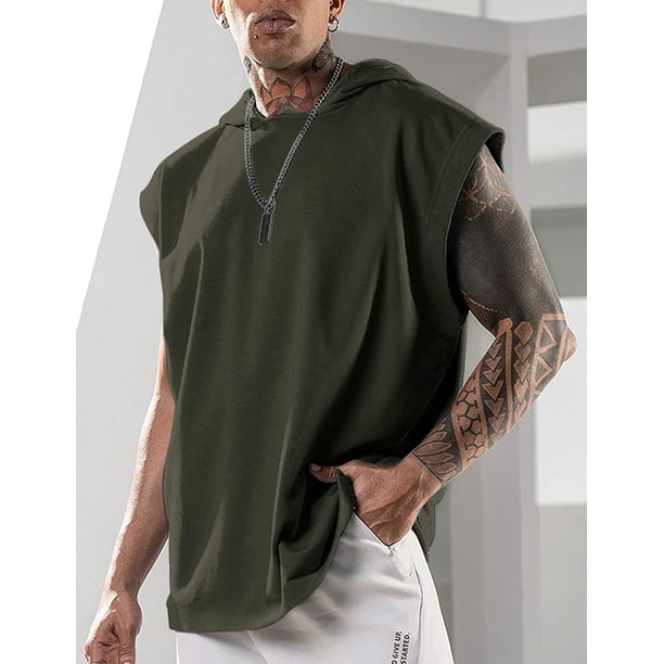 Jersey de entrenamiento físico para hombres de verano Deportes Ocio Moda europea y americana Manga con capucha Clip de caballo Chaleco de color sólido para hombres
