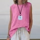thumbnail image 1 of Craaazy Women Casual Sleeveless Tank Top, Solid Color Loose Fit Round Neck Vest, High Low Hem Asymmetric Top for Daily Wear Gifts, 1 of 7