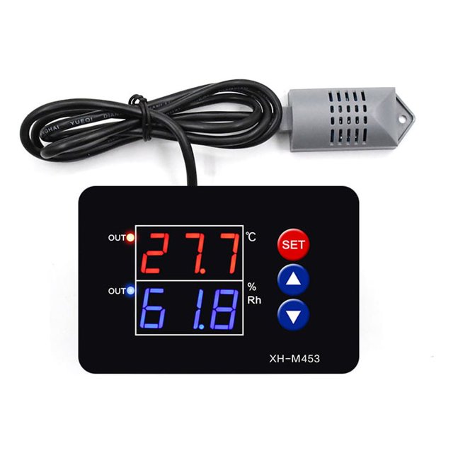 fashionhome Thermostat Craftsmanship Dual Display Digital Thermostat Humidity Regulator 10A Temperature Controller Cooling Control 110V-220V