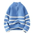 thumbnail image 2 of Rbaofujie Pull pour Hommes Rayé Demi-Col Roulé Pull Tricoté Col Rond Pull Manches Longues Haut Col Rond Bleu Confort Chandail à Capuchon, 2 of 7