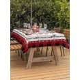 thumbnail image 2 of Outdoor Tablecloth with Umbrella Hole and Zipper, Red Gnomes Christmas Rectangle Table Cloth 54x80 Inch Waterproof Tablecloth, Xmas Snowflake Red Black Plaid Picnic Table Cover for Patio Camping, 2 of 7