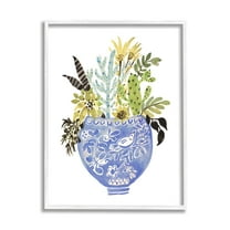 Stupell Whimsical Botanicals Ornate Planter Botanical & Floral Painting White Framed Art Print Wall Art