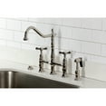 thumbnail image 2 of Kingston Brass KS1276BEXBS Essex Bridge Kitchen Faucet with Brass Side Sprayer, Polished Nickel, 2 of 6