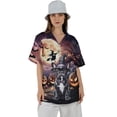 thumbnail image 4 of Spooky Halloween Night Witch French Bulldog Glowing Pumpkins Hawaiian Shirt Breathable Summer Unisex Merch Dog Lover Gifts - 12015, 4 of 6