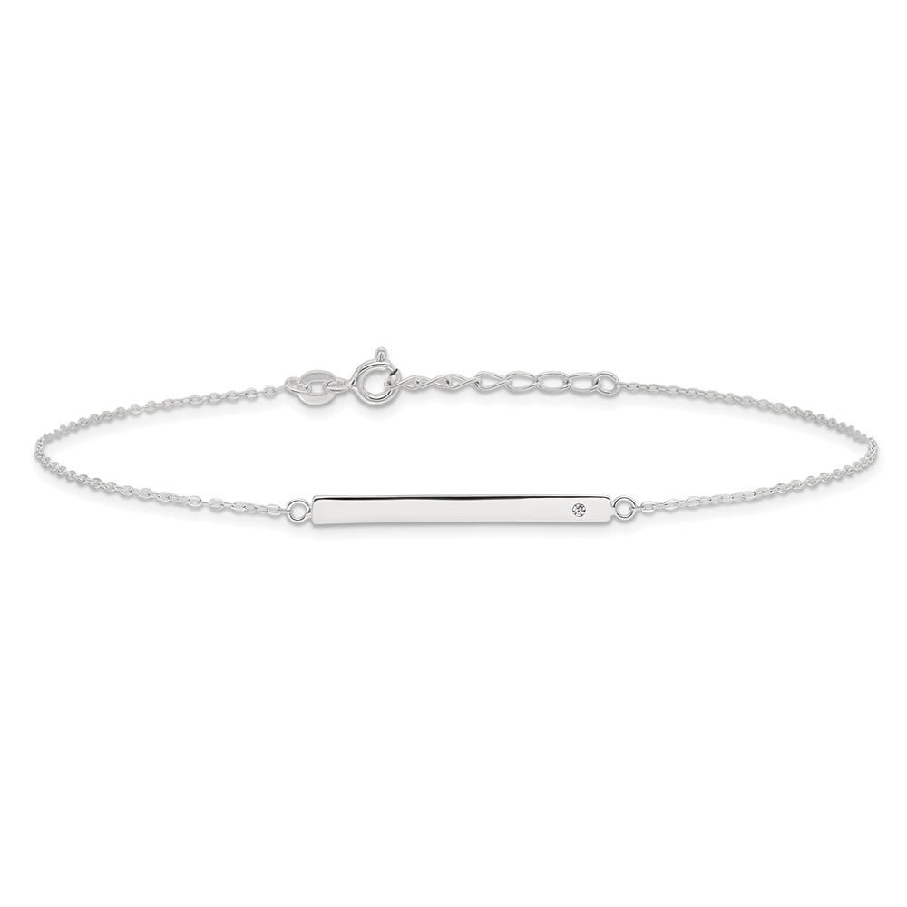 Auriga 925 Sterling Silver Crystal Bar Anklet 9inch for Women