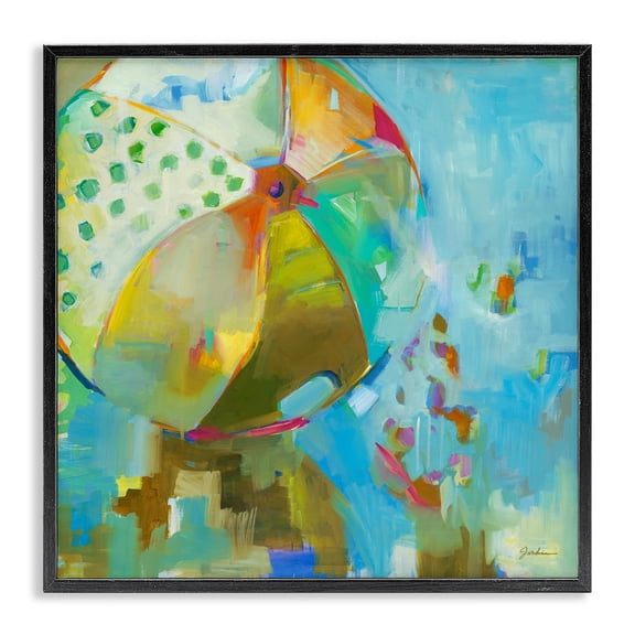 Stupell Industries Contemporary Abstract Beach Ball Black Framed Giclee Art, 12 x 12, by Liz Jardine