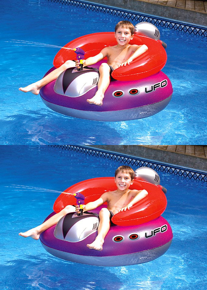 2 Swimline 9078 Swimming Pool UFO Squirter Toy Inflatable Lounge Chair Floats 