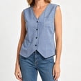thumbnail image 6 of GUACER Gingham Plaid Vest for Women Sleeveless Button Down V Neck Blouse with Pocket Casual Summer Tank Tops, 6 of 8