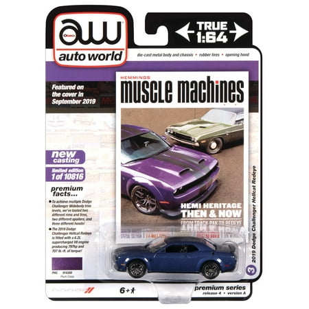 Auto World 2019 Dodge Challenger Hellcat Redeye Plum Crazy Car Play Vehicle