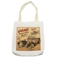 thumbnail image 1 of Vintage Tote Bag, Nostalgic Car Garage Service and Repair Store Phrase Dated Faded Print, Cloth Linen Reusable Bag for Shopping Books Beach and More, 16.5" X 14", Cream, by Ambesonne, 1 of 2